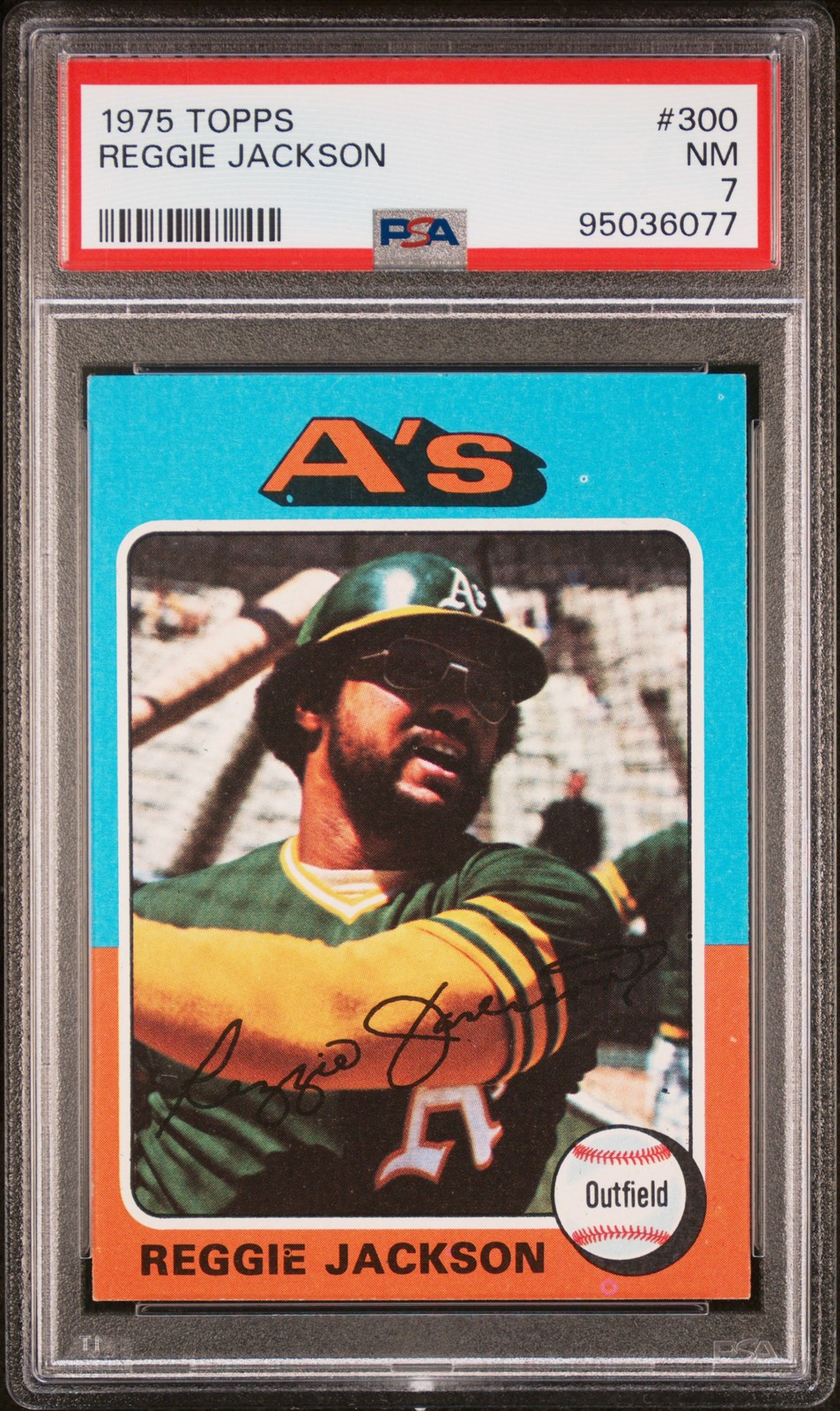 PSA 7 1975 Topps #300 Reggie Jackson Athletics HOF NO RESERVE!
