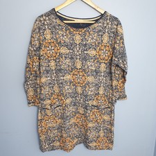 White Stuff Shift Dress Womens UK 14 Navy Floral Print Tunic Pockets