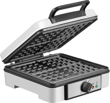Waffle Maker 4 Slices, 1200 Watts Square Waffle Iron, 5 Browning Levels