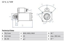 BOSCH Starter Motor for Ford Escort RTA / RTB 1.8 August 1988 to July 1990