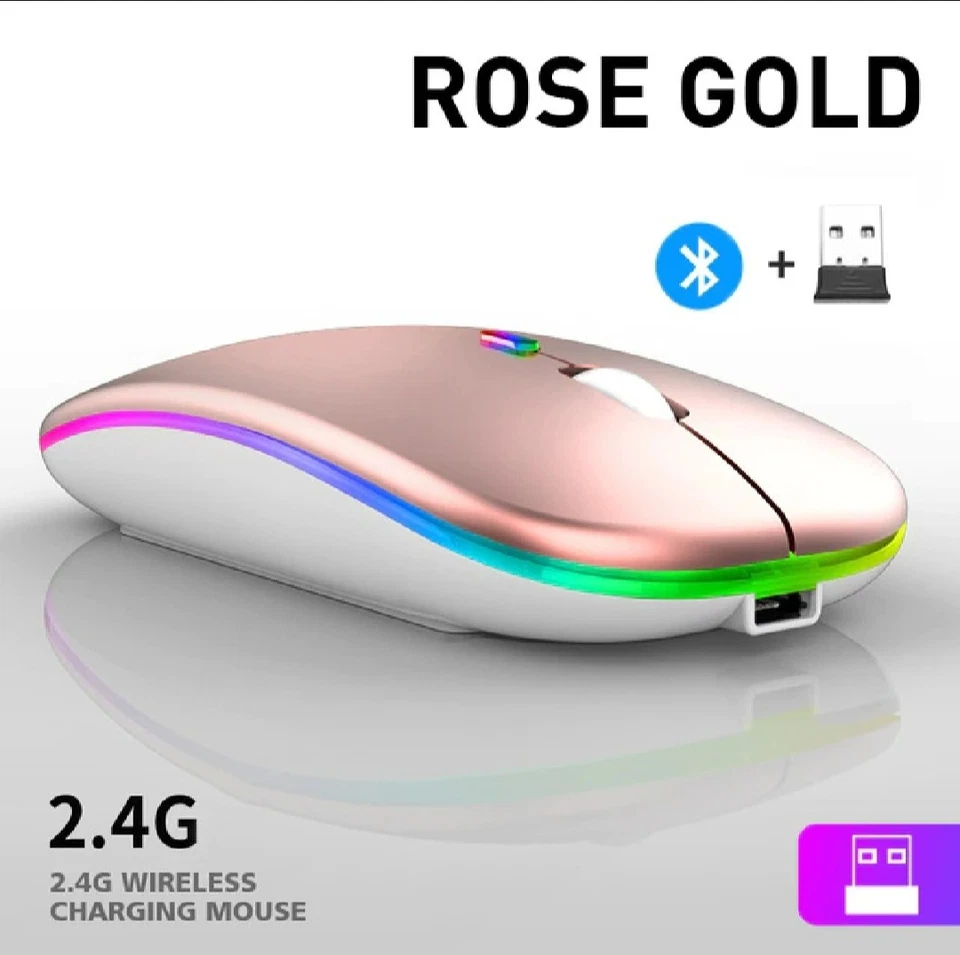 Bluetooth Wireless Mouse with USB, BT5.2 Rechargeable RGB Mouse for Laptop, PC - Image 2 of 4
