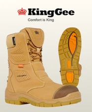 KingGee Rigger Work Boots Bennu Wheat Leather Memory Foam Sole K27173