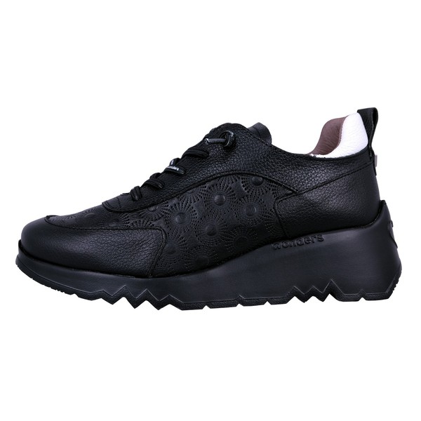 Wonders Eleven: Zapatos Para Mujer Con Cuña Negro Ligero E-6731