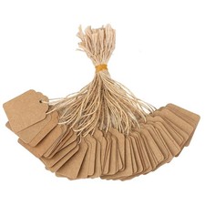 500 Pack Kraft Paper Price Tags with Strings 1.8x1.4in for Retail Jewelry Clo...