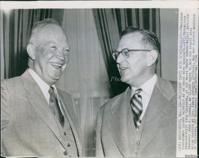 1954 Eisenhower Allott Washington Senator Republican White House Wirephoto 7x9
