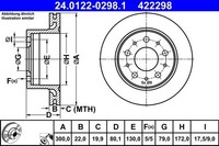 2X ATE Bremsscheibe 24.0122-0298.1 FüR CitroËN Passend FüR Fiat Opel Peugeot