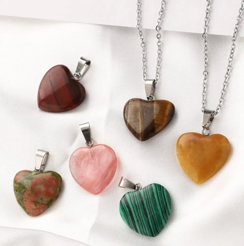 VETEMENTS Ciondoli Pietra Quarzo Guarigione 13 Opzioni Forma Cuore Naturale