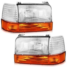 Pair Headlights For 1992-1997 Ford F150 F250 F350 1992-1996 Ford Bronco