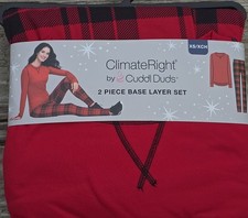 2-Piece Climate Right by Cuddl Duds Women s XS Base Layer Top Legging Red/ Black