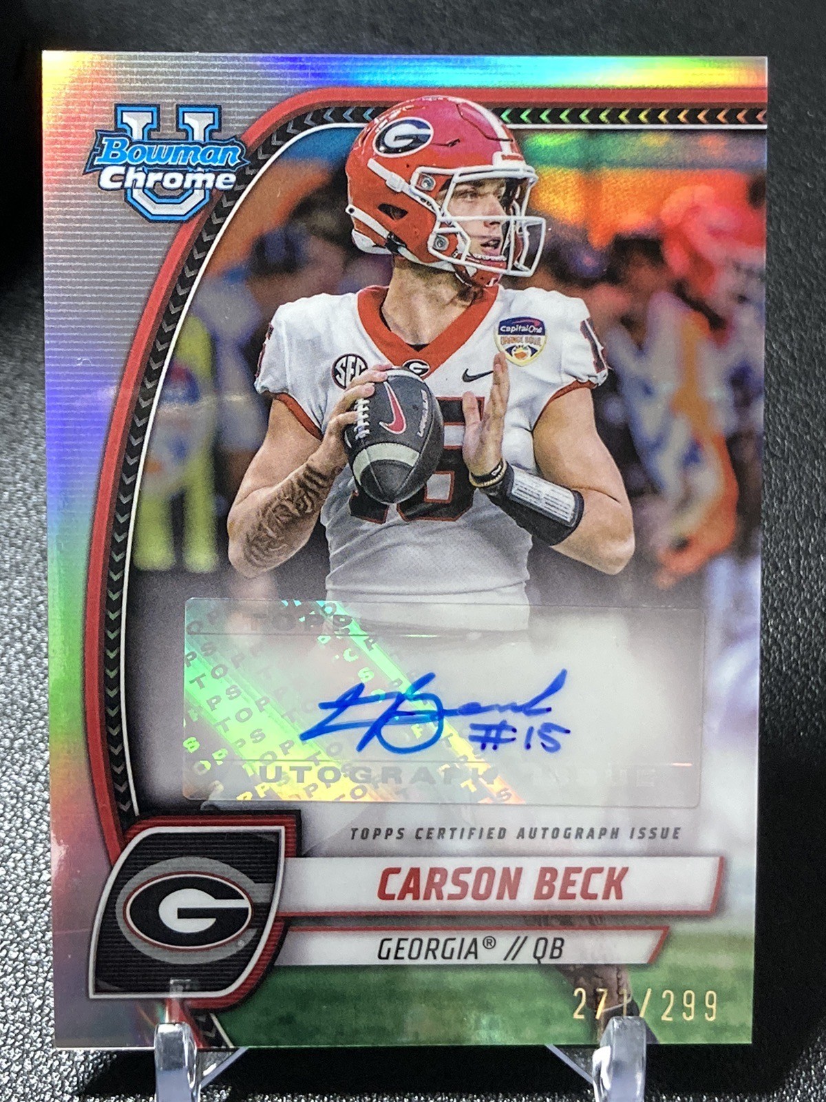 Carson Beck 2024 Bowman U Chrome REFRACTOR Auto /299 #PA-CBE Miami