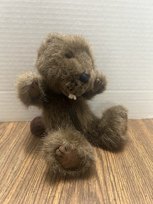 Fully Jointed Beaver Plush 10 '' with metal toothbrush & tags Boyds Bucky