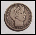 1906-P BARBER HALF DOLLAR  Original Sharp  F+ / VF  #25D12