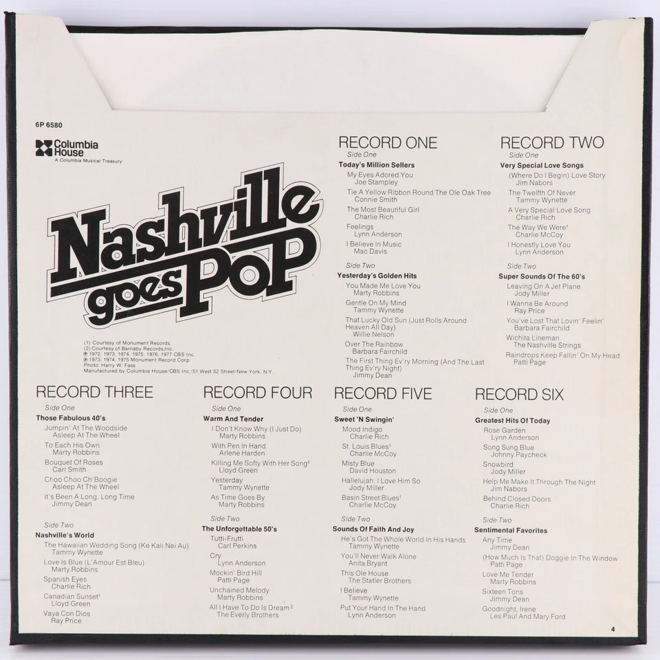 Nashville Goes Pop 1977 6x LP Record Box Set Columbia Musical Treasury 6P 6580 - Image 3 of 4