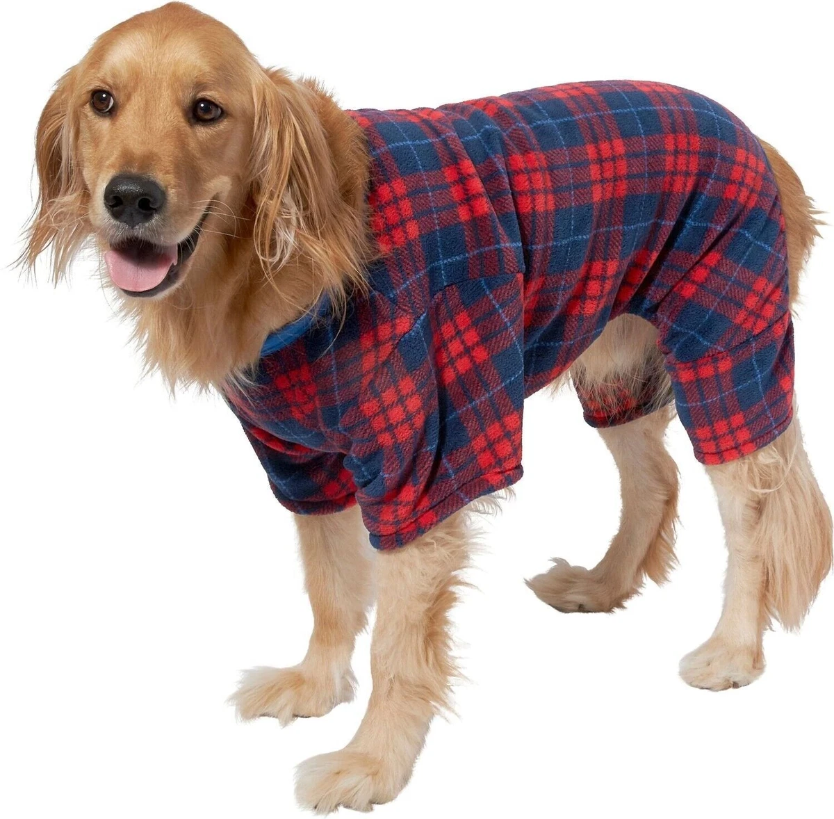 Wag-a-tude Red & Blue Plaid Fleece Dog Pajamas Large 21-24 Very Soft New |  eBay