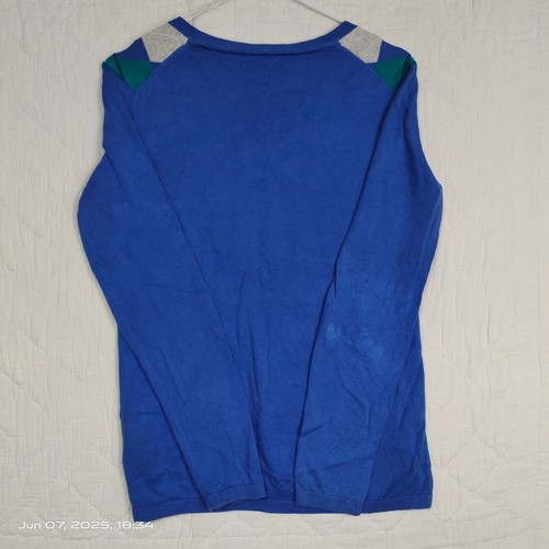 Tommy Hilfiger Women's Pima Cotton Pullover Size Small V-Neck Argyle Blue White - Picture 2 of 13
