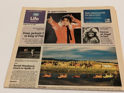 【歴史的資料】USA TODAY マイケルジャクソン 追悼特別号 2009年 USA Today Michael Jackson Dies Complete Paper June 26-28, 2009