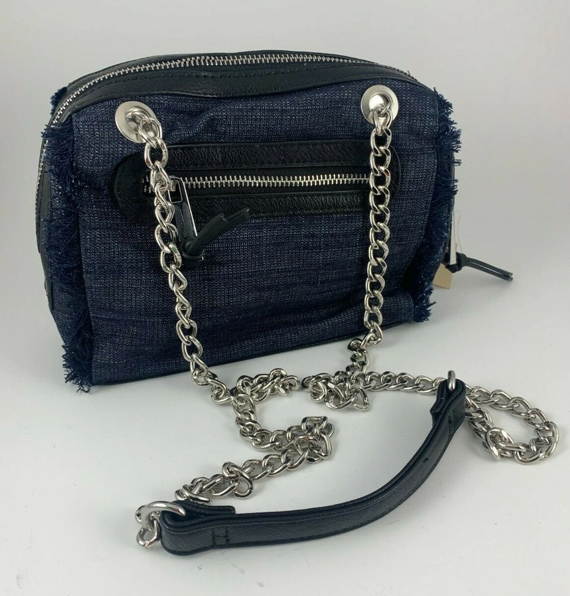 Clarks Dark Chambray Denim Chain Strap Small Crossbody Bag Purse NWT