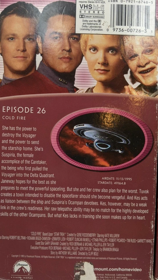 Star Trek Voyager 2 VHS Episodes 26, 27 Cold Fire • Maneuvers Blue Colored Tape - Imagem 4 de 4