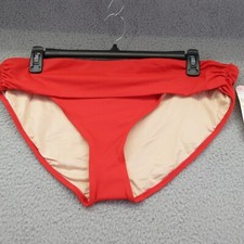 Beach Swimwear Women Missy Rouched Bikini Bottom Size-18 Red Tropical Escape