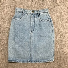 Gitano Denim Skirt Womens Size 7/8 Light Wash Faded Cotton Premium Weight Pencil