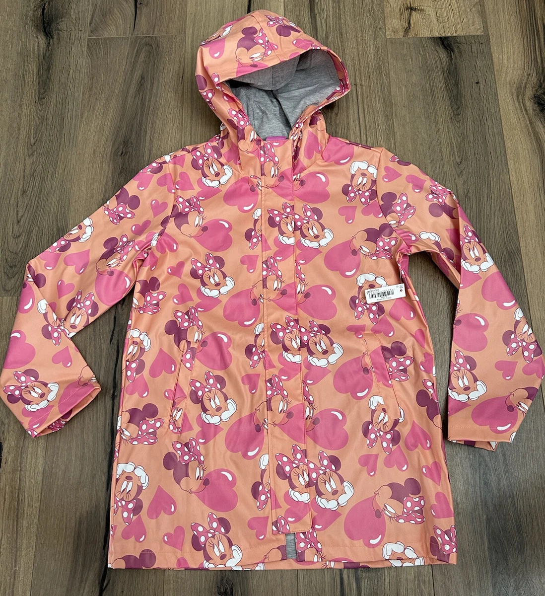 NEW Disney MINNIE MOUSE Lined Raincoat Girls XXL 14 16 Pink Orange