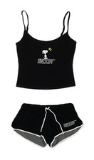 Peanuts Damen Schlafanzug Snoopy Pyjama Frottee Shorts Top kurz Gr. S, M, L, XL