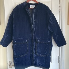 Bimba Y Lola Navy Blue Black Velvet Feel Collarless Jacket Size S New Never Worn