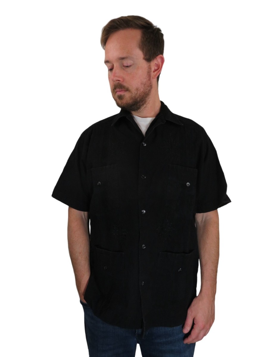 Vtg 70s Guayabera Embroidered Ethnic Made In Mexico Mexican Shirt