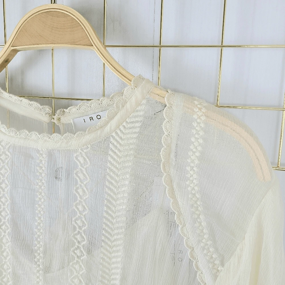 OFF WHITE Abito donna IRO 38 US 6 western bianco avorio trasparente cowgirl costiero nuovo leggi