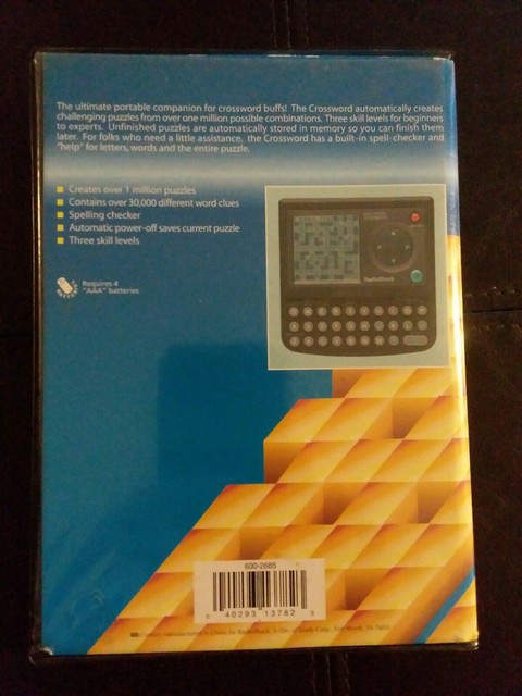 Handheld Electronic Crossword Puzzles Radio Shack 60 2685 Battery 