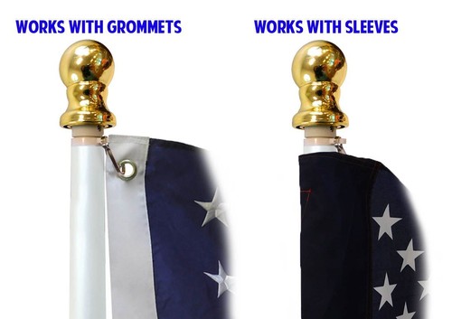 TWO 6' FT SPINNING STABILIZER ALUMINUM FLAG POLES (BLACK) W/ BRACKETS - Picture 3 of 6