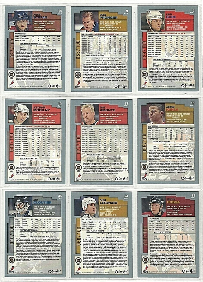 2000-01 Topps O-PEE-CHEE FOIL PARALLELS (Stars & Goalies) SN100 - Pick From List - Image 2 of 4