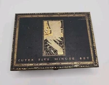 Vintage Art Deco Metal Cutex Five Minute Set Advertising Tin Litho Box Manicure