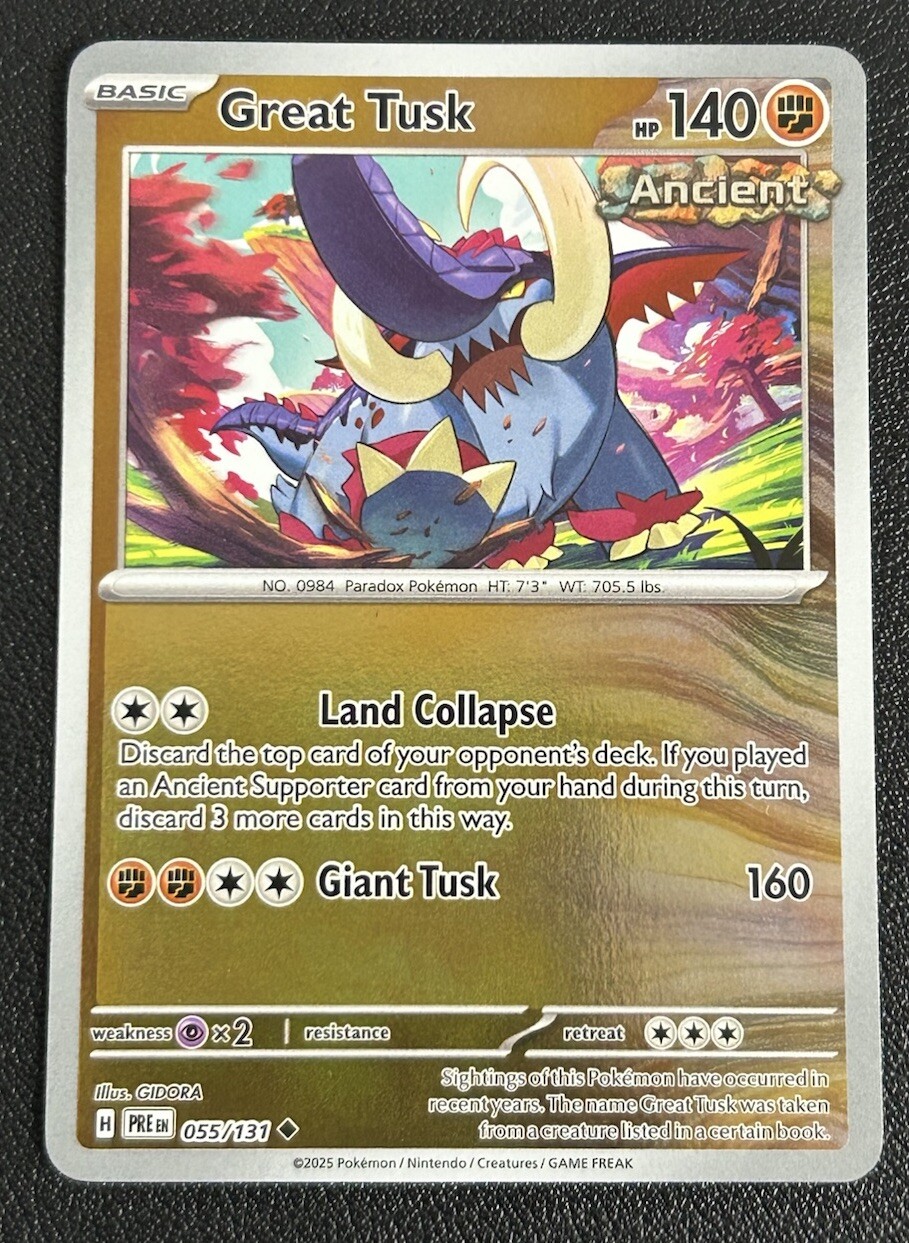 Great Tusk 055/131 Prismatic Evolutions Reverse Holo Pokemon TCG Card NM