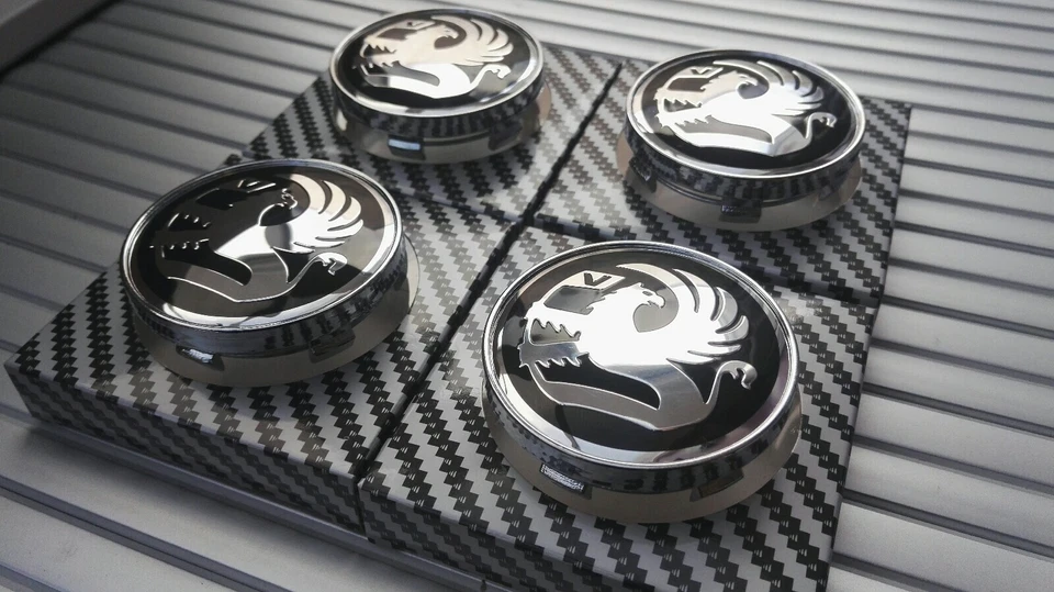 4x VAUXHALL ALLOY WHEEL CENTRE HUB CAPS BLACK-CHROME 60mm ADAM CORSA ASTRA VXR - Image 3 of 4