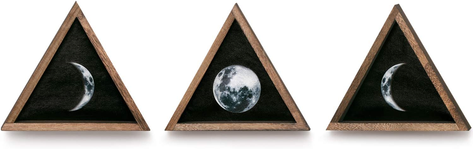 Rustic Wall Moon Phases Decor Wood Moon Signs Framed Wooden Modern Art Trio Wall