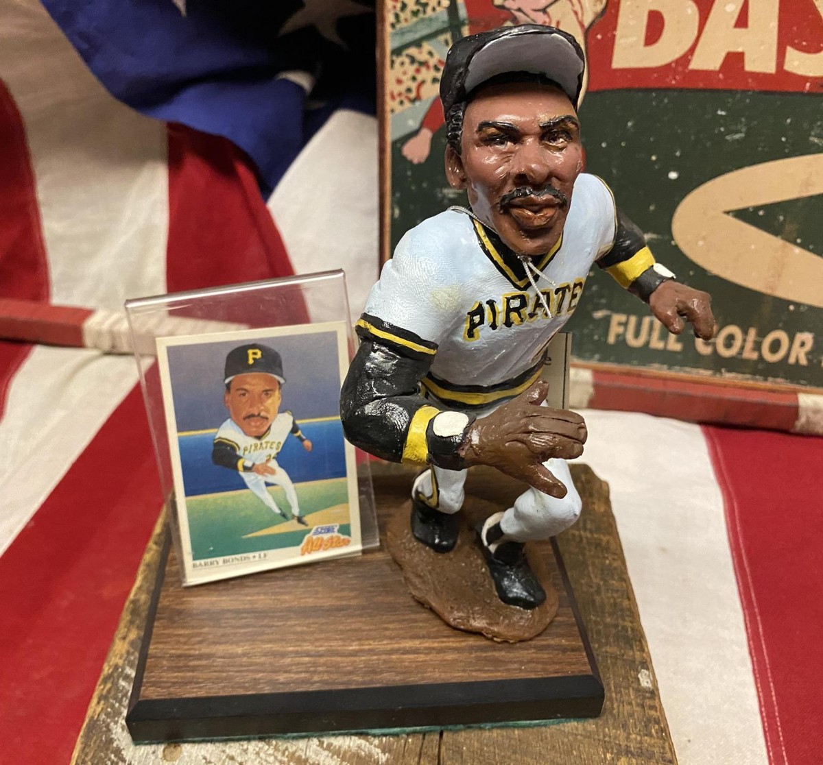 Vintage 1990s Barry Bonds Baseball Orig. Art Statue w/Card Lyndon