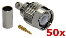 50 Pack TNC Male Plug Crimp-On Connector End RF WiFi Antenna RG58 LMR-195 Cable