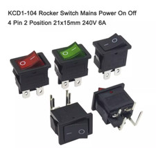 KCD1-104 Rocker Switch Mains Power On Off 4 Pin 2 Position 21x15mm 240V 6A