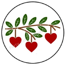 HEARTS HANGING FROM TREE BRANCH ENVELOPE SEALS LABELS STICKERS PARTY FAVORS
