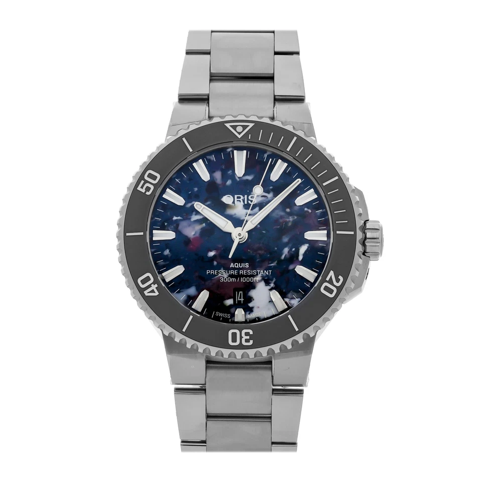 Oris Aquis Date Upcycle Auto Steel Watch PET Dial 01 733 7787 4150-07 8 22 04PEB