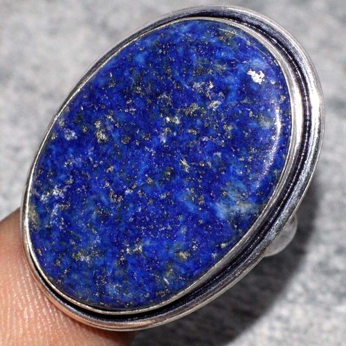 Lapislazuli 925 Silber vergoldet Edelstein Ring US 9,5 Damen Schmuck GW