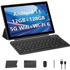 10 Inch Android 13 Wifi Tablet with Keyboard & Stylus 12GB RAM 128GB ROM 1TB 