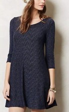 Anthropologie Saturday Sunday  Narva Blue Spacedye Swing Dress Size Small
