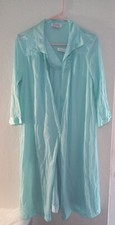 Vanity Fair Vintage 2 Piece Aqua Blue Nylon Antron Nightgown Robe Set Size M