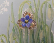 FORGET-ME-NOT SCARF RING Blue Wedding Scarf Ring Friendship Gift HAND PAINTED