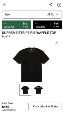 黒 XL シュプリーム 19ss Stripe Rib Waffle Top Supreme Shirt - SS19 Supreme Stripe Rib Waffle Top Black XL