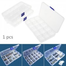 Plastic Storage Box 15 Grids Case Jewelry Bead Screw Organizer Container Clear