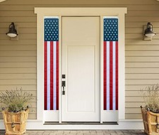 Patriotic American Flag Door Banners - 12" x 72", Set of 2, 4th of July, 250th