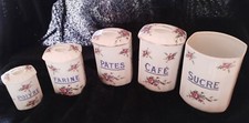 5 pots à condiment vintage (manufacture Lourioux à Foëcy - France)
